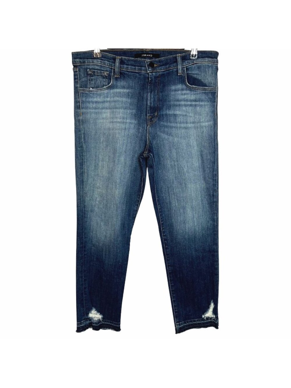 J. Brand Distressed Release Hem High Rise Blue Denim Skinny Jeans Size 31